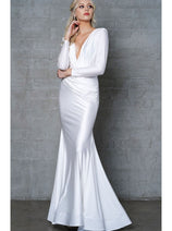 Amelia Couture 381 Long Sleeve Stretchy Simple Wedding Dress