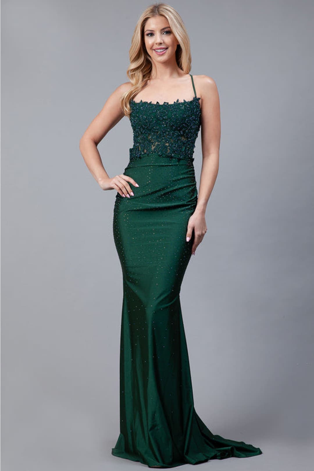 Stretchy Mermaid Dress - Emerald Green