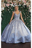 Sleeveless Pleated Quinceañera Ball Gown - LA156 - DUSTY BLUE / 4