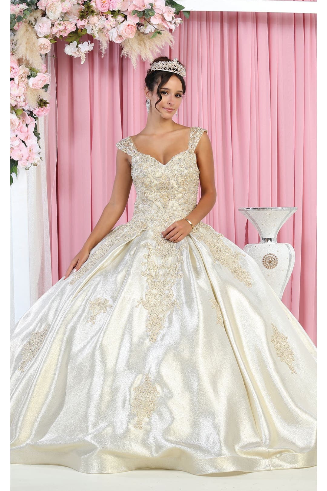 Sweet 16 Quinceanera Ball Gown - CHAMPAGNE / 4