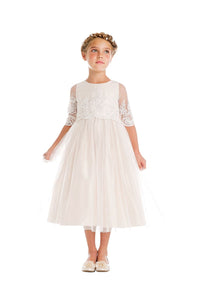 Sweet Fairy Mesh Girls Dress - LAK748 - Off White / 2