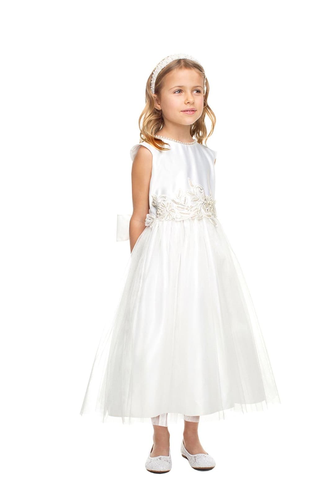 Sweet Flower Girl Pearl Dress - LAK850 - White / 2