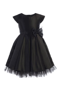 Little Girl Dress with Oversized Bow - LAK711 - BLACK / 2