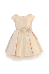 Little Girl Dress with Oversized Bow - LAK711 - CHAMPAGNE / 2