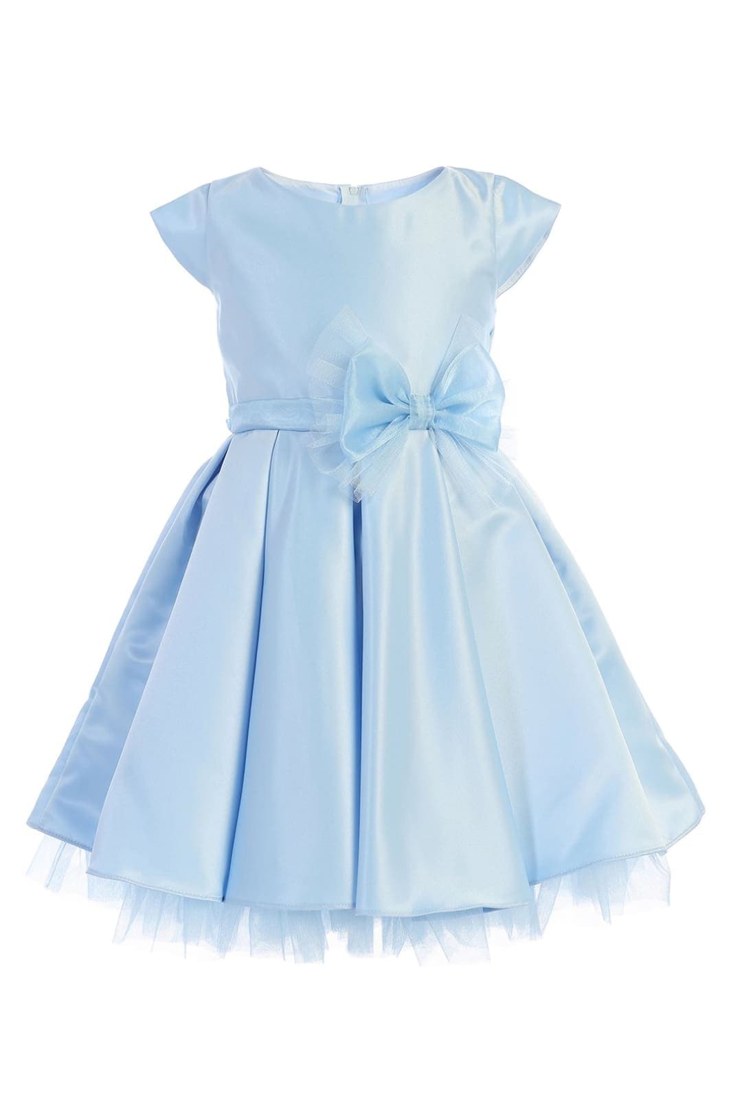 Little Girl Dress with Oversized Bow - LAK711 - LIGHT BLUE / 2
