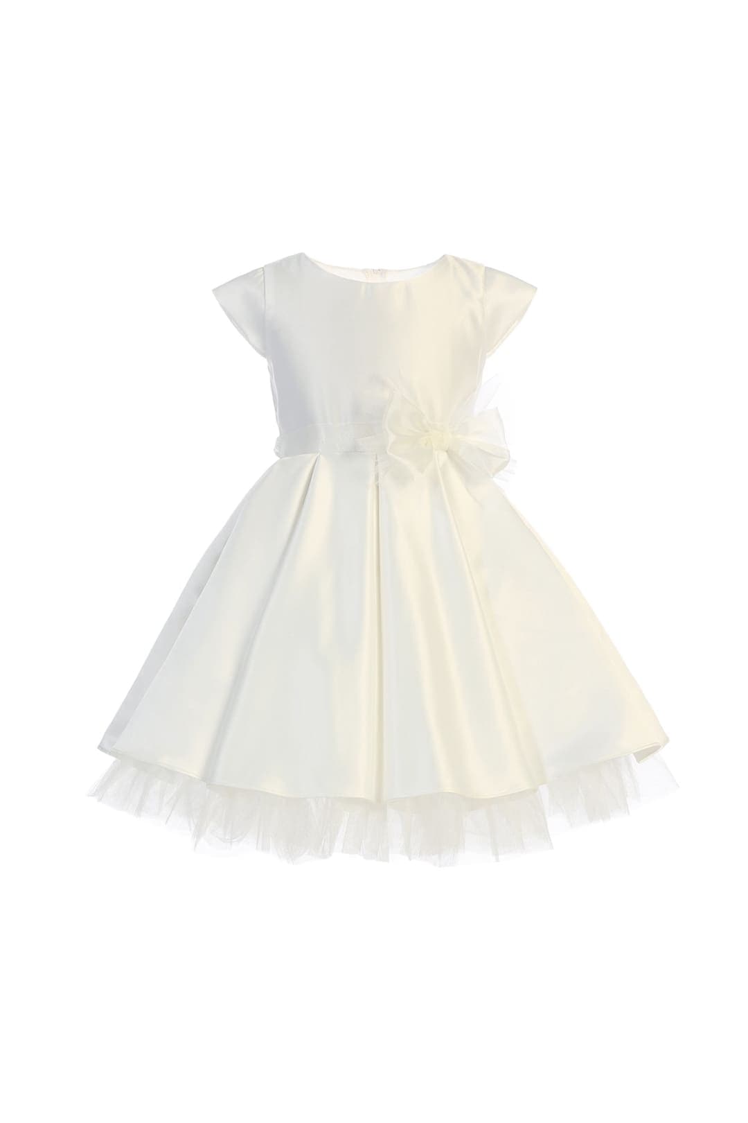 Little Girl Dress with Oversized Bow - LAK711 - OFF WHITE / 2