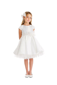 Little Girl Dress with Oversized Bow - LAK711 - WHITE / 2