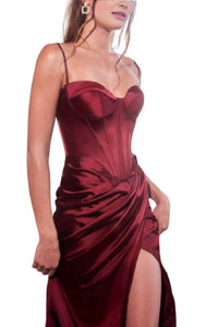 Sweetheart Basque Structured Gown 2025 Elegant Evening Dress - Burgundy / 2 - Prom