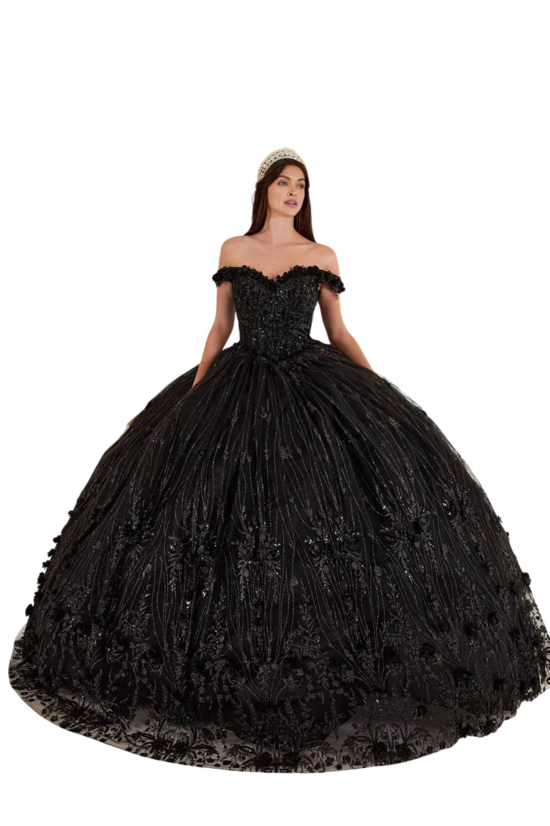 Sweetheart Floral Appliquéd Ballgown 2025 Elegant Evening Dress - Black / XS - Prom