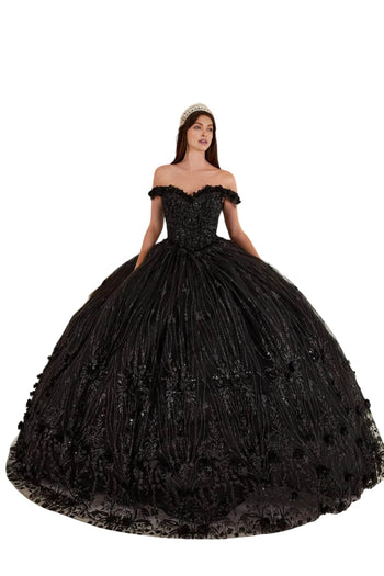 Sweetheart Floral Appliquéd Ballgown 2025 Elegant Evening Dress - Black / XS - Prom