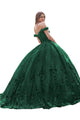 Sweetheart Floral Appliquéd Ballgown 2025 Elegant Evening Dress - Emerald / XS - Prom