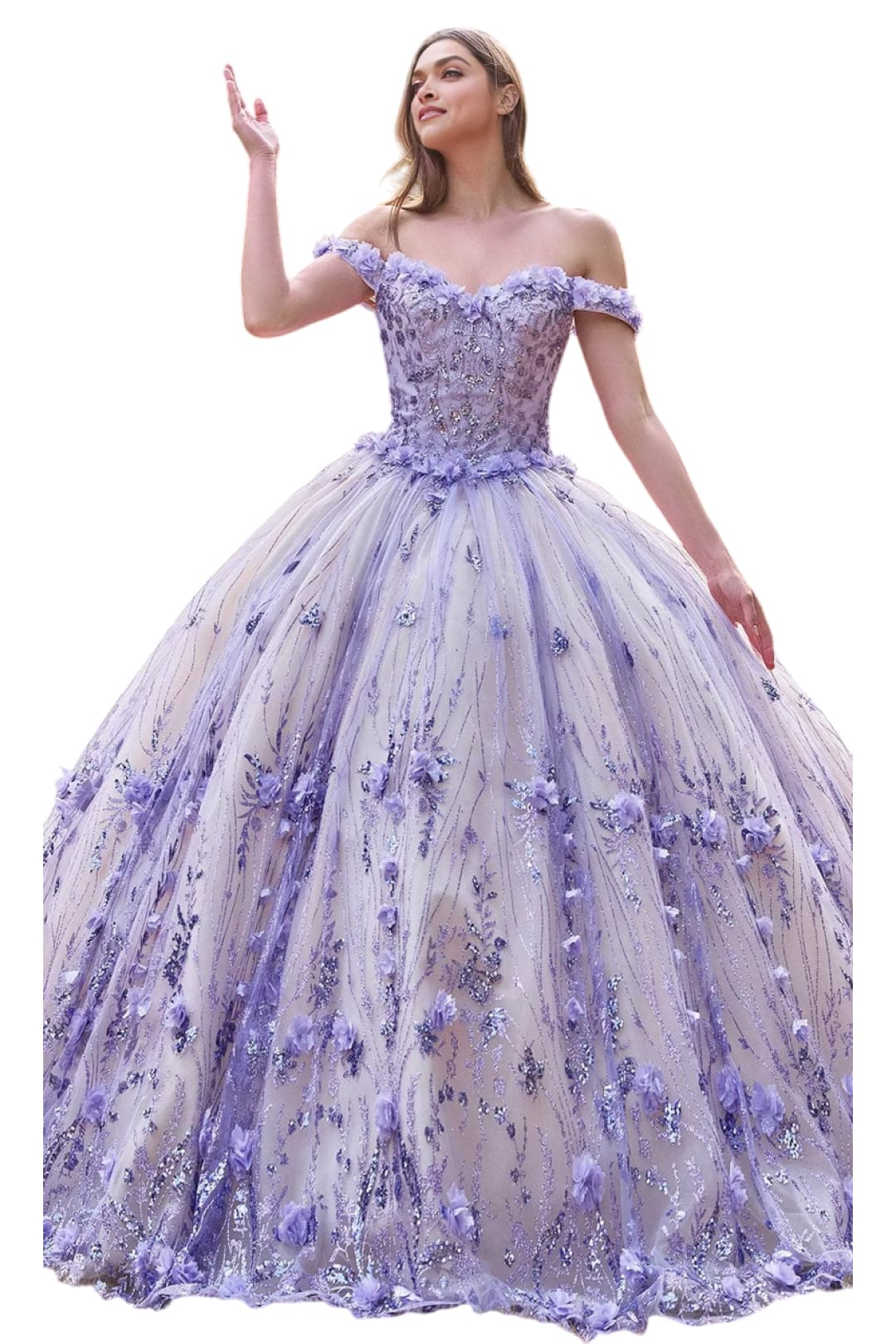 Sweetheart Floral Appliquéd Ballgown 2025 Elegant Evening Dress - Lilac / XS - Prom