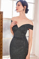 Ladivine Amoris T602 Navy Off Shoulder Sweetheart Prom Gown