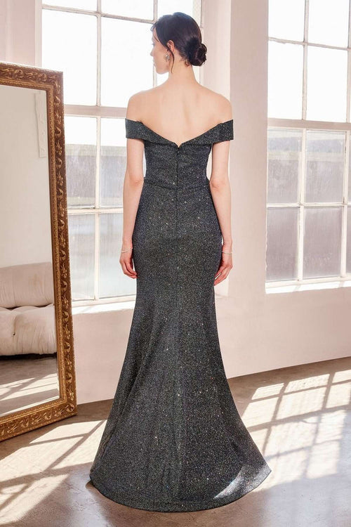 Ladivine Amoris T602 Navy Off Shoulder Sweetheart Prom Gown
