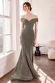 Ladivine Amoris T602 Navy Off Shoulder Sweetheart Prom Gown