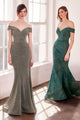 Ladivine Amoris T602 Navy Off Shoulder Sweetheart Prom Gown