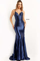 Taffeta Beaded Fitted Sleeveless Gown by Jovani 08157 - 00 / Navy - Long Formal Dresses
