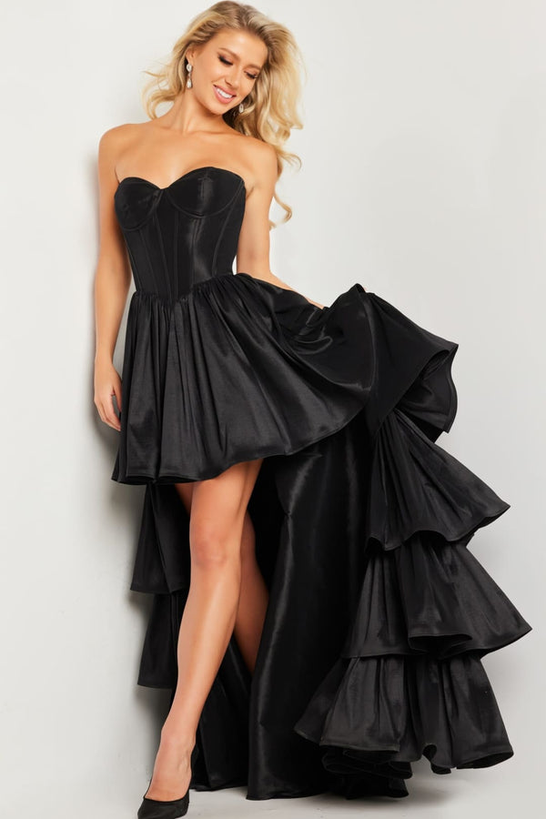 Taffeta Strapless High Low Gown by Jovani 26006 - 00 / Black - Long Formal Dresses