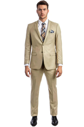 Tan Groomsmen Suit for Men & Boys - Perfect for Weddings + Free Tie - Dress