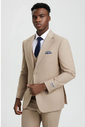 Stacy Adams Tan Groomsmen Suit for Men & Boys - Perfect for Weddings