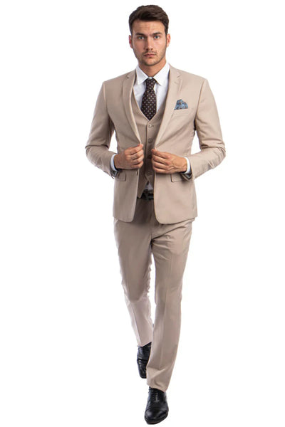 Tan Groomsmen Suit for Men & Boys - Perfect for Weddings + Free Tie - Suits