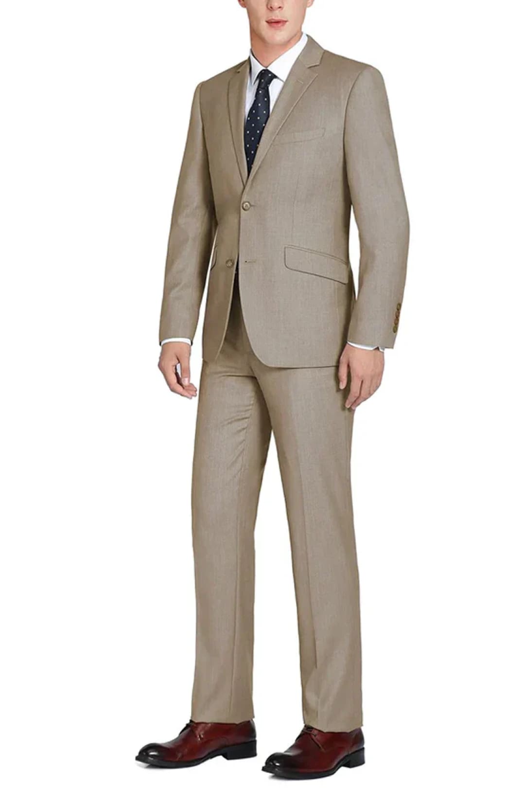 Taupe Groomsmen Suit for Men & Boys - Perfect for Weddings + Free Tie - Taupe / 34Short - Suits