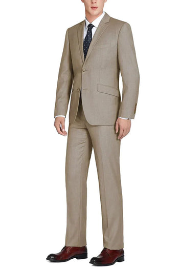 Taupe Groomsmen Suit for Men & Boys - Perfect for Weddings + Free Tie - Taupe / 34Short - Suits
