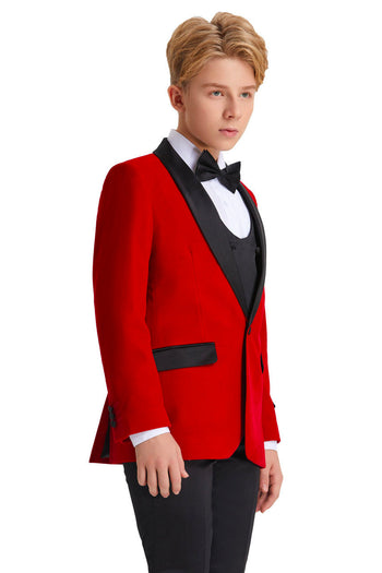 Tazio "Jayden" 5-Piece Red Velvet Tuxedo for Kids