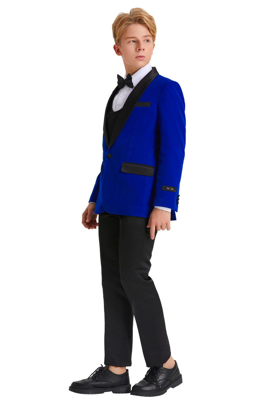 "Jayden" Tazio Royal Blue Velvet 5-Piece Tuxedo Set for Kids