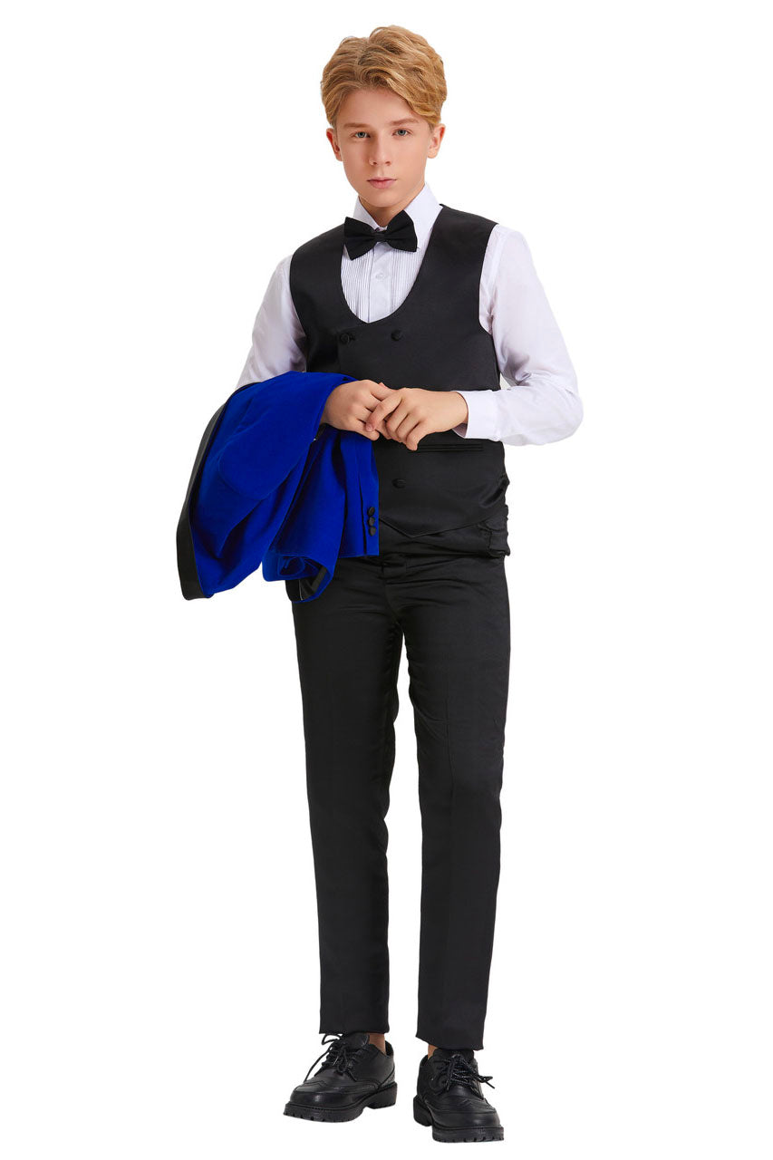 "Jayden" Tazio Royal Blue Velvet 5-Piece Tuxedo Set for Kids