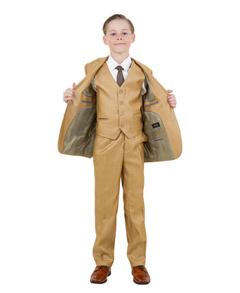 Boys Suit  in Color Golden Wheat Toddler Suit For Kids -Tazio Modern Fit - $149