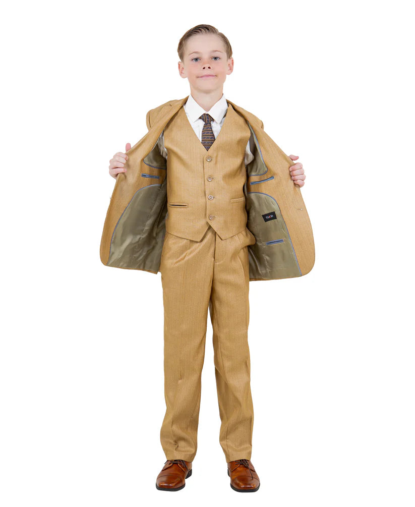 Boys Suit  in Color Golden Wheat Toddler Suit For Kids -Tazio Modern Fit - $149