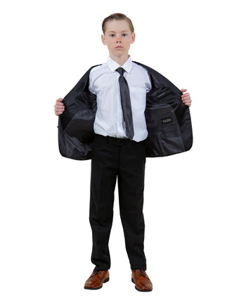 Boys Suit in Color Charcoal/Black Toddler Suit For Kids -Tazio Regular Fit- $149