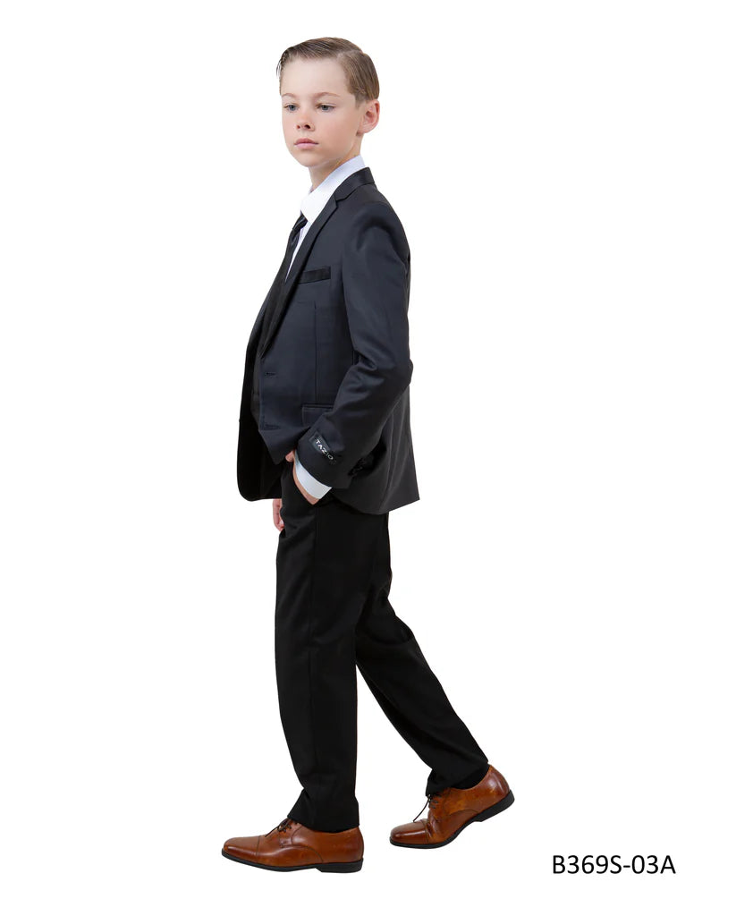 Boys Suit in Color Charcoal/Black Toddler Suit For Kids -Tazio Regular Fit- $149