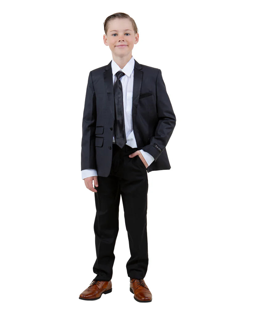 Boys Suit in Color Charcoal/Black Toddler Suit For Kids -Tazio Regular Fit- $149