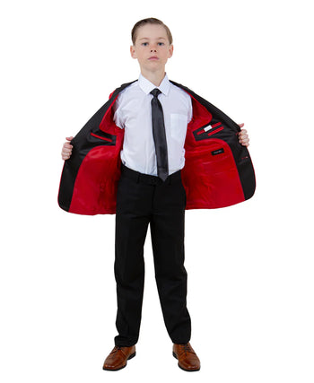 Boys Suit in Color Red/Black Toddler Suit for Kids -Tazio Regular Fit  -$149