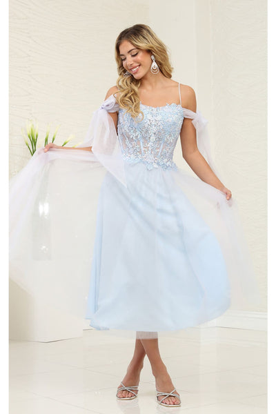 Tea Length Prom Dress Cold Shoulder Homecoming Style May Queen MQ2089 - Dress