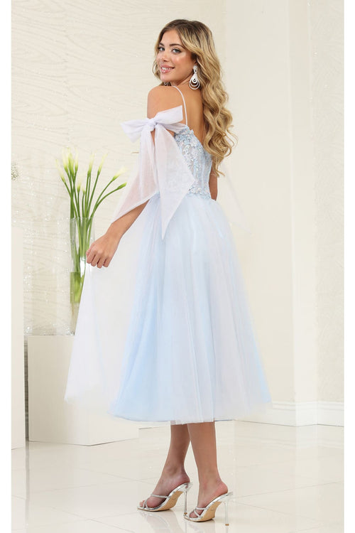 Tea Length Prom Dress Cold Shoulder Homecoming Style May Queen MQ2089 - Dress