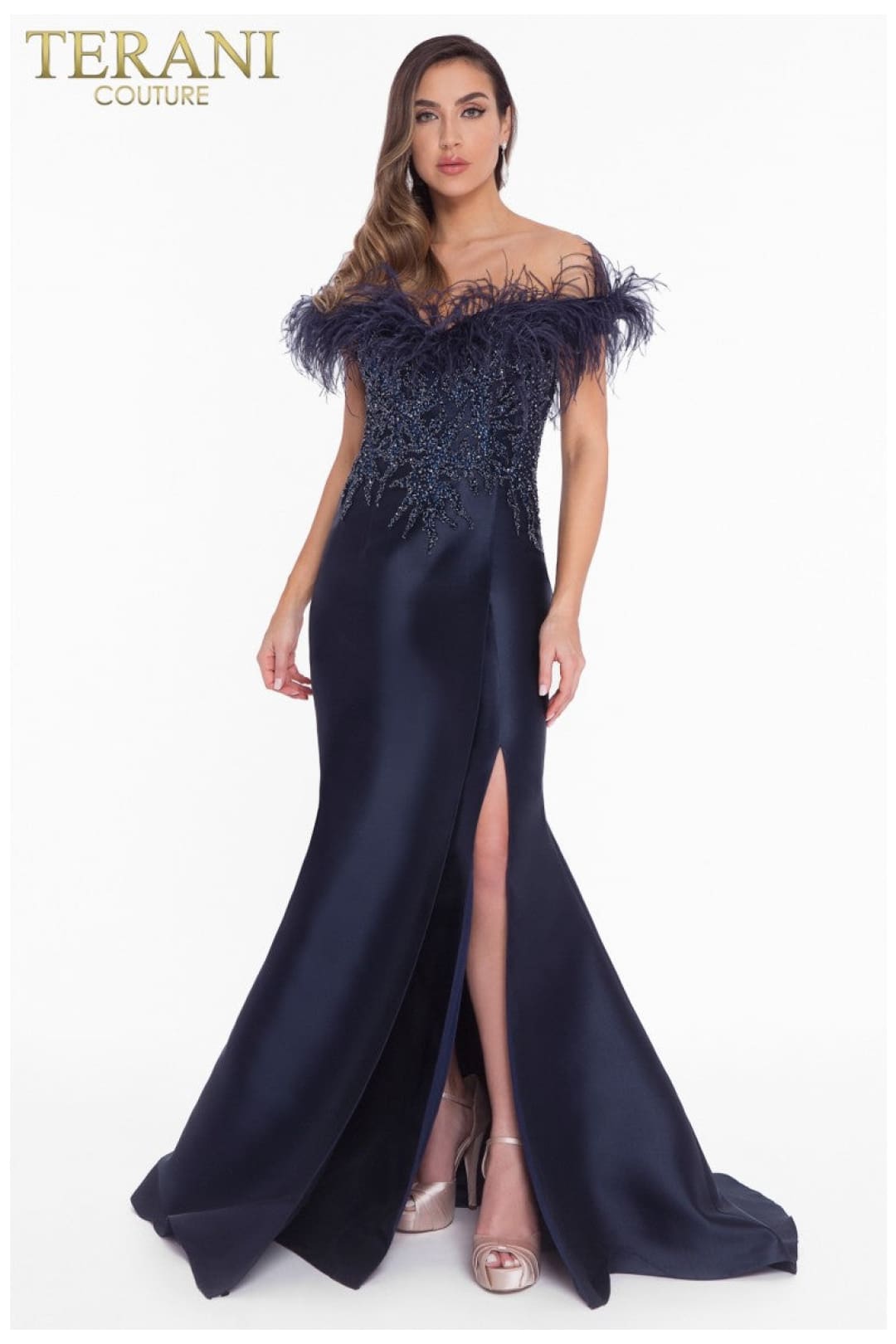 Terani Couture 1821E7142 Glamorous Beaded Prom Gown-Flowing and Sophisticated