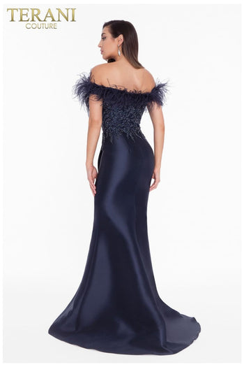 Terani Couture 1821E7142 Glamorous Beaded Prom Gown-Flowing and Sophisticated