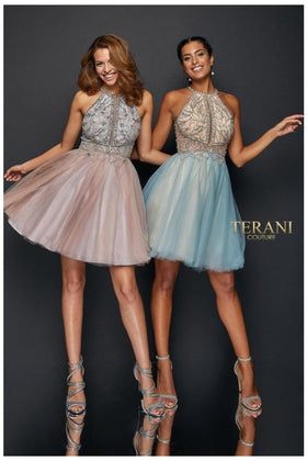 Terani Couture 1821H7929 Sophisticated Elegant Prom Short Evening Premium Dress
