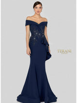 Terani Couture 1911M9339 Long Off Shoulder Mother of the Bride Dress