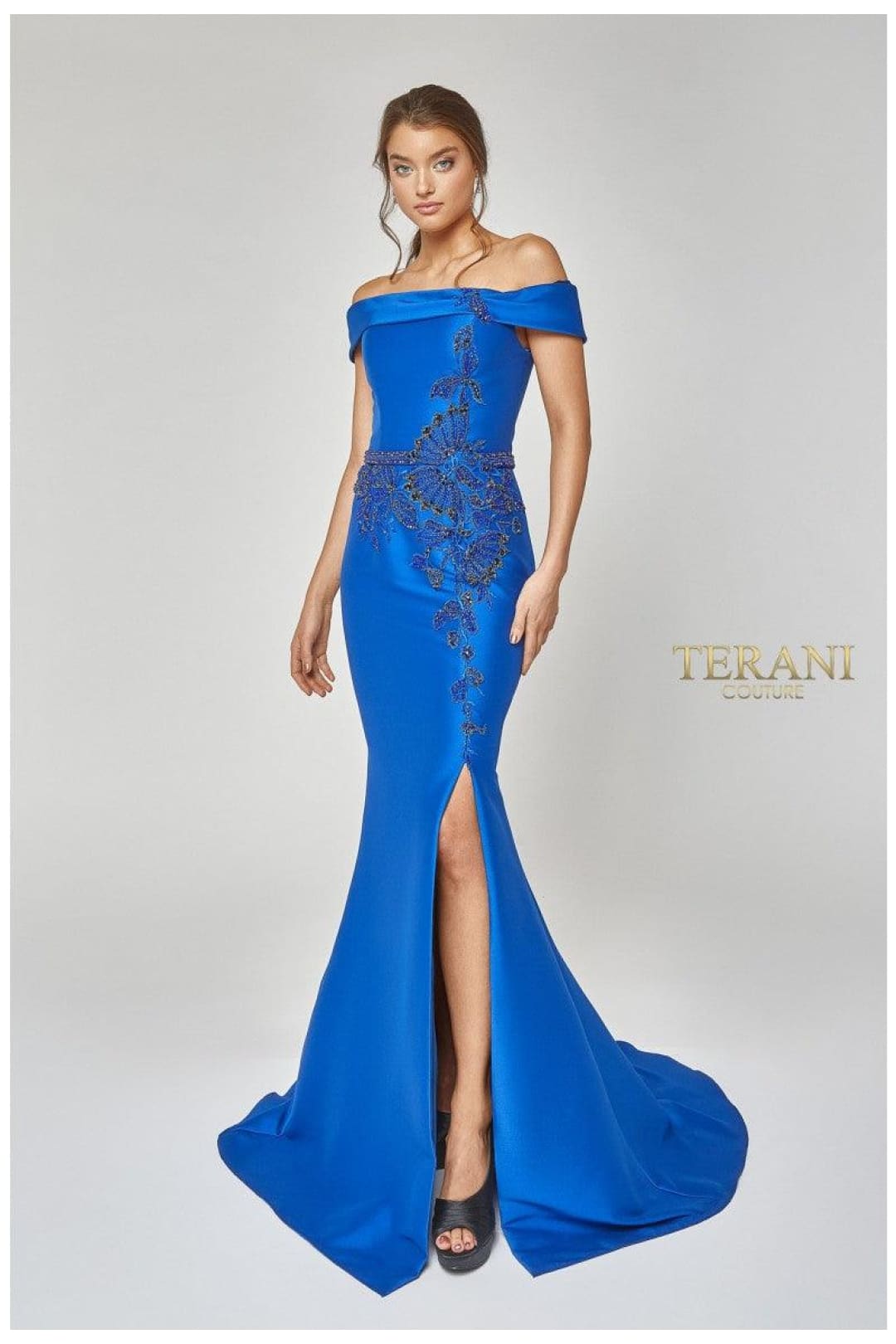 Terani Couture 1921M0510 Elegant Long Beaded Evening Gown - Royal / 4