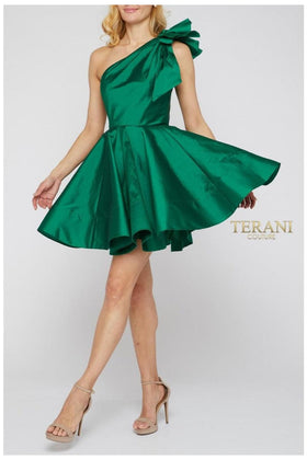 Terani Couture 2012P1255 Glamorous Evening Prom Beaded Long Formal Stretch Satin Dress