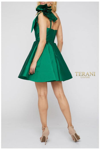 Terani Couture 2012P1255 Short Dress with Elegant One-Shoulder Design