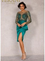 Terani Couture Long Sleeve Prom Dress Sexy Short Cocktail By 2021C2612