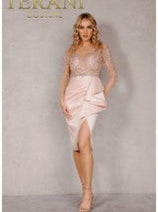 Terani Couture Long Sleeve Prom Dress Sexy Short Cocktail By 2021C2612