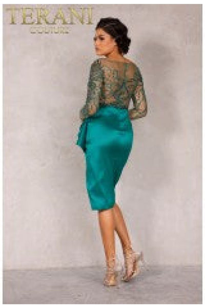 Terani Couture 2021C2612 Chic Prom Short Dress - EMERALD / 4