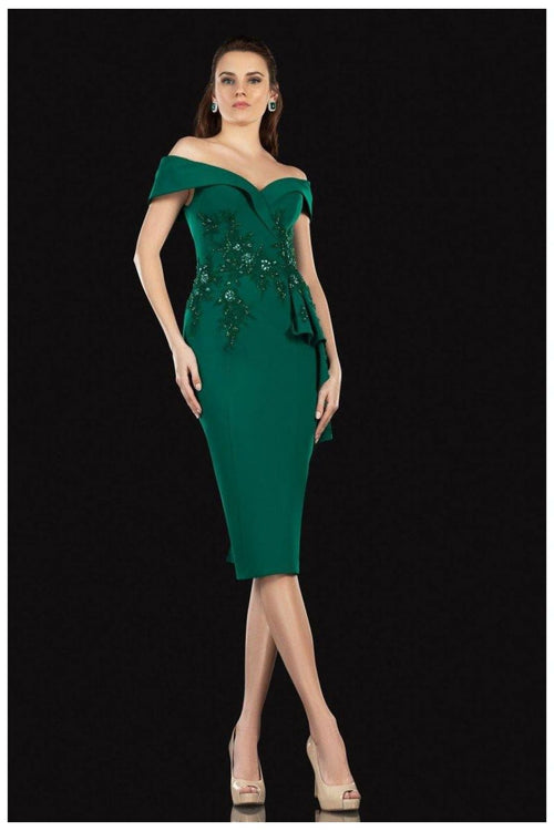 Terani Couture 2021C2625 Glam Short One-Shoulder Beaded Gown