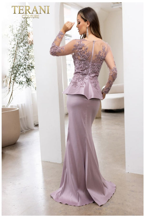 Terani Couture 231M0482 Long-Sleeve Mother of the Bride Dress